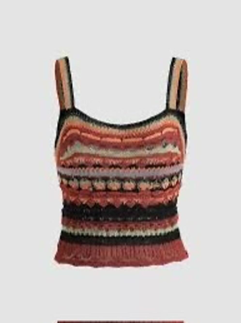 Cider Large Knit Cropped Top Tank Crochet Open Knit Earthy Tones